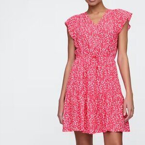 GAP Brand new Hot Pink Summer Flutter Sleeve Tie-Waist Mini Dress  Size XL Super
